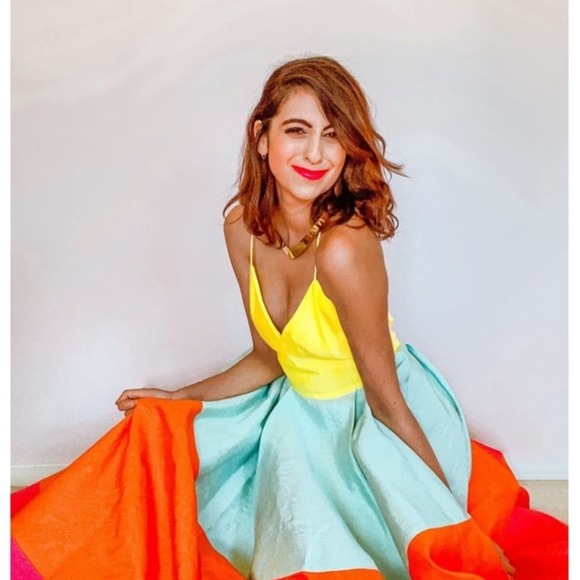 NEW Alice and Olivia LAVELLE Color Block Gown Maxi Dress Party 2 Stacey‎ Bendet - Picture 1 of 16